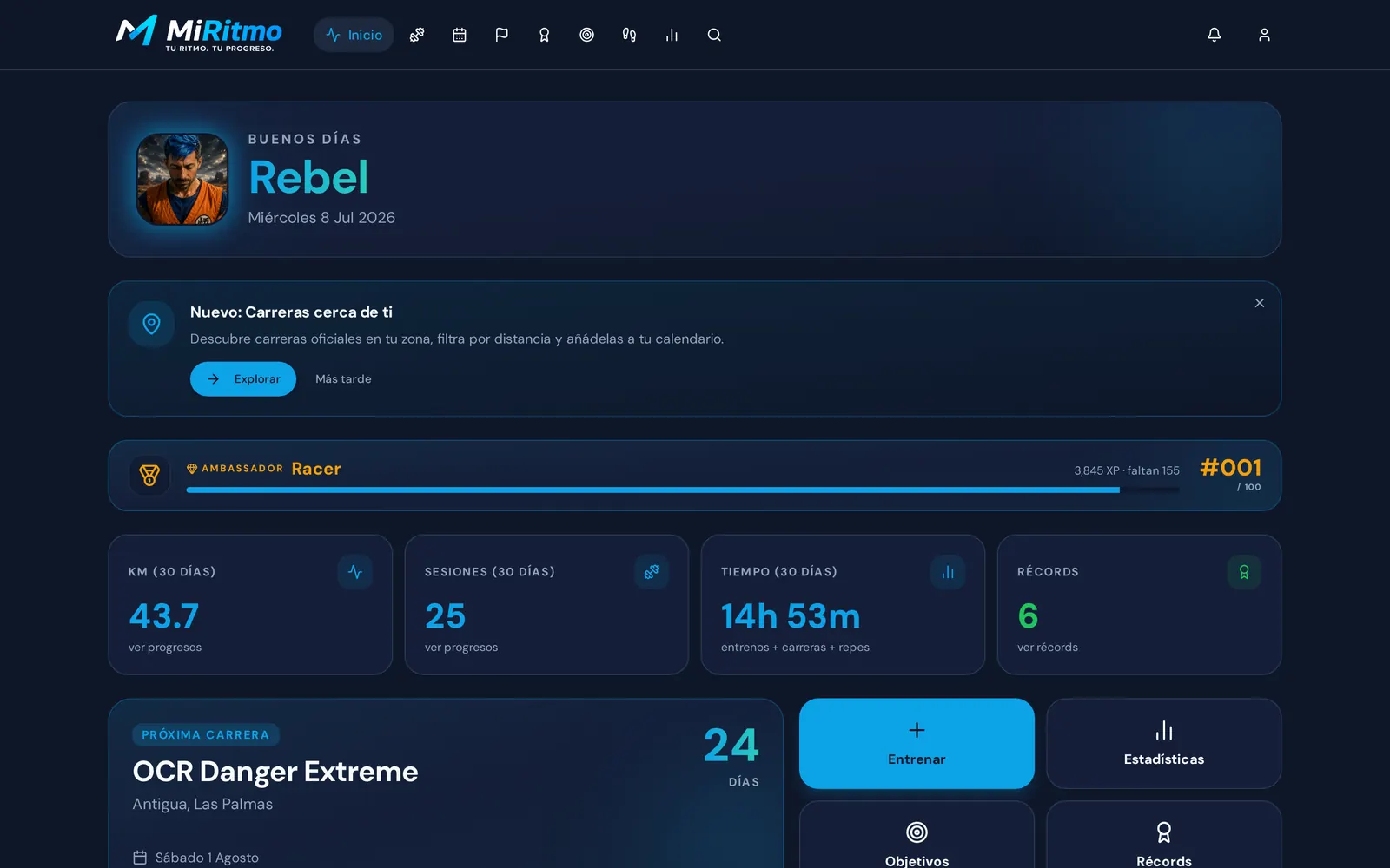 Dashboard MiRitmo con analisi delle ripetute
